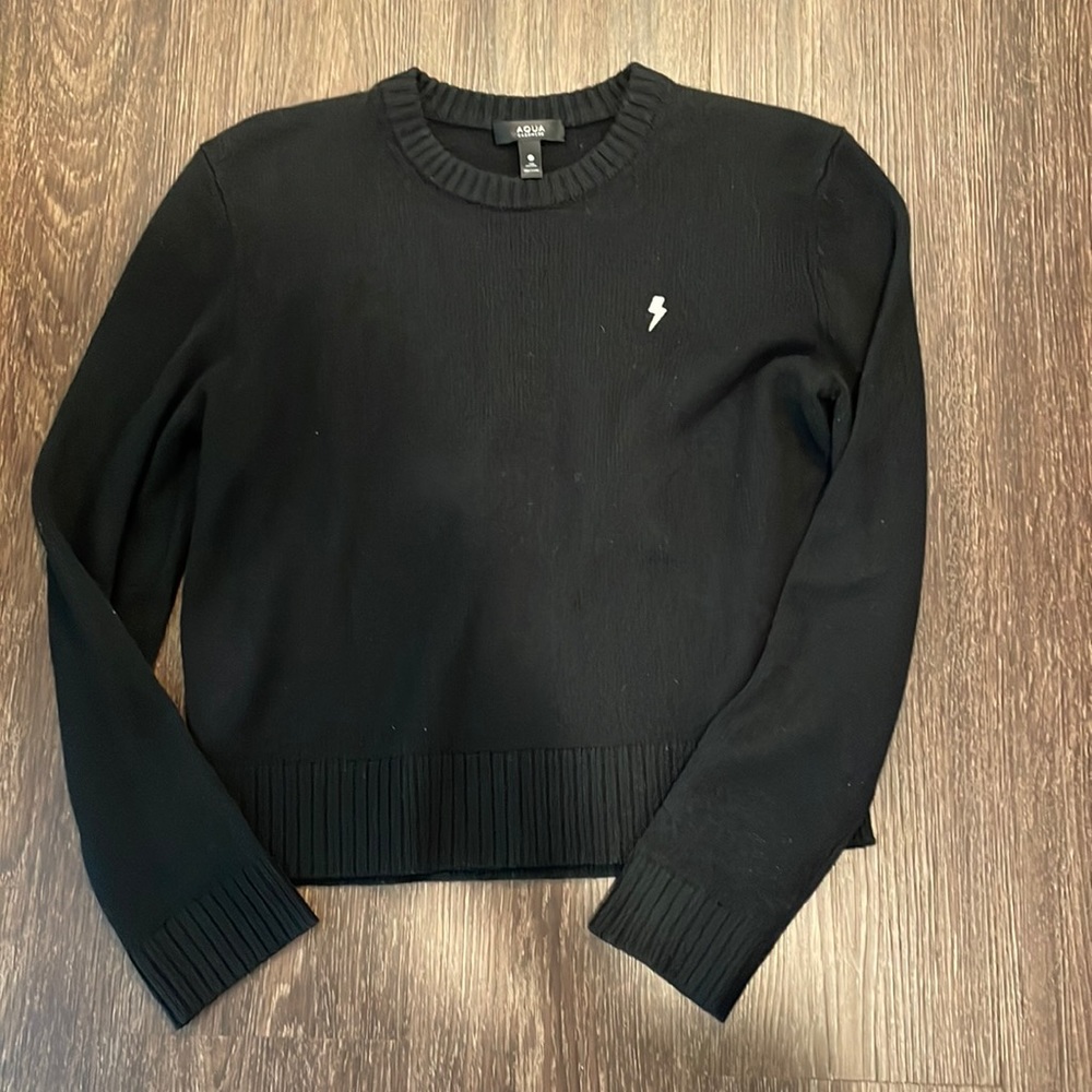 Cashmere Crewneck Sweater with White Lightning Bolt